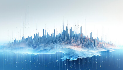 global financial growth and technological connectivity in a futuristic cityscape,dynamic skyline represents the epitome