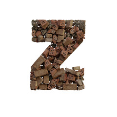 Old & Broken Bricks 3D Alphabet or Lettering