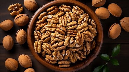 Obraz premium fresh organic Walnut in a bowl macrobiotic food