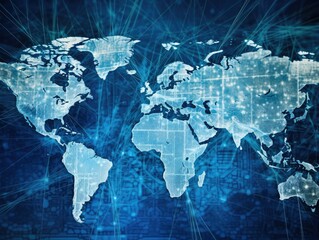 Obraz premium Space technology, Internet coverage of Earth