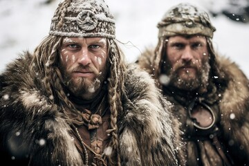 vikings in the winter in the scandinavian war