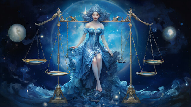 libra zodiaco simbolo azul 