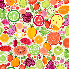 mix fruit and seamless pattern illustration,vector set for design