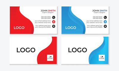 Set of modern business card print templates. Personal visiting card with company logo. 