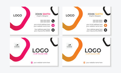 Modern and minimalist orange & pink color business card layout . 