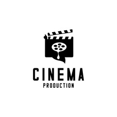 clapboard cinema logo vector on white background