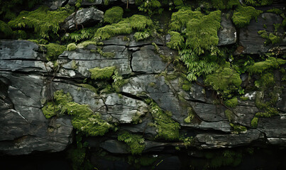 Abstract natural background, green plants on stones.