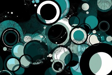 Abstract black and blue circles on a background