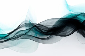 A mesmerizing blue and black smoke wave against a clean white backdrop