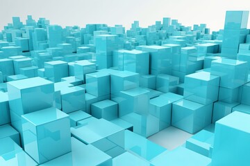 A mesmerizing display of floating blue cubes in a surreal composition