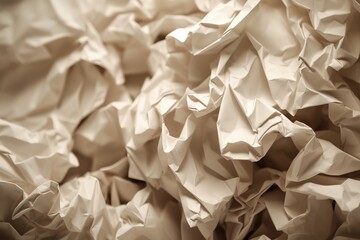 A crumpled paper pile in close-up