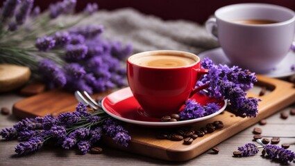 Obraz na płótnie Canvas RED tea with lavender