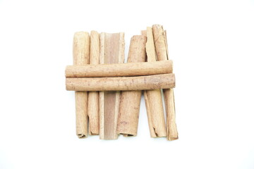 Cinnamon sticks isolated on white background, cinnamon rolls