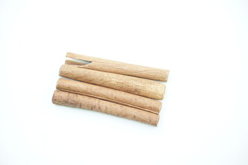 Three Cinnamon sticks isolated on white background
