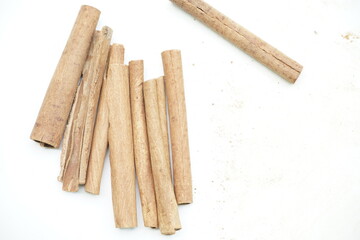 Cinnamon sticks isolated on white background , close up view