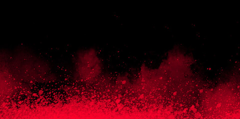 Abstract red powder splatted background, Freeze motion of color powder exploding/throwing color powder,color glitter texture on white background.	
