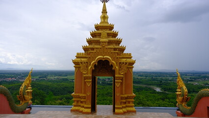View point on the top hill at Wat Phra That Doi Phra Chan in Mae Tha, Lampang province.