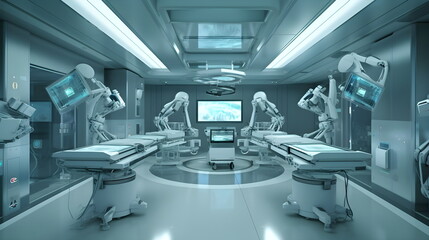 Futuristic operational room, futuristic hospital - Generative AI