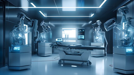 Futuristic operational room, futuristic hospital - Generative AI