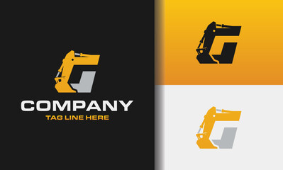 Letter G excavator logo template vector. Heavy equipment logo vector for construction company. Creative excavator illustration for logo template. © Shenju