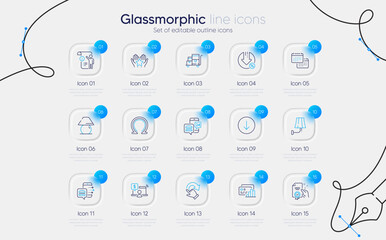 Set of Online shopping, Inventory cart and Food order line icons for web app. Omega, Scroll down, Certificate icons. Loan percent, Food app, Rotation gesture signs. Manual doc, Ranking, Card. Vector