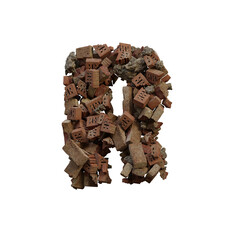 Old & Broken Bricks 3D Alphabet or Lettering