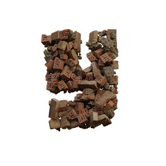 Old & Broken Bricks 3D Alphabet or Lettering
