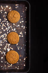 oatmeal cookies on a tray from the oven