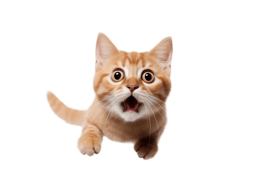 Portrait of a Funny Surprised Cat Closeup. Cute Cat Expression. Generative Ai.