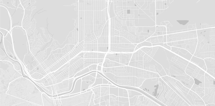 Background El Paso map, United States, white and light grey city poster. Vector map with roads and water. Widescreen proportion, flat design roadmap.
