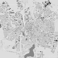 Map of Rivne city, Ukraine. Urban black and white poster. Road map with metropolitan city area view.