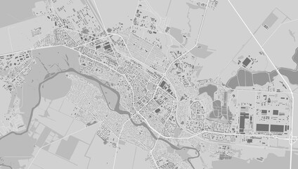 Map of Bila Tserkva city, Ukraine. Urban black and white poster. Road map with metropolitan city area view.