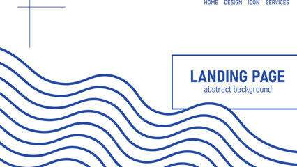 Blue water wave landing page background. Vector illustration.
