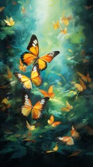 Fototapeta na wymiar Colorful butterflies in flight