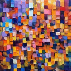 Modern abstract oil painting beautiful colourful geomet 
