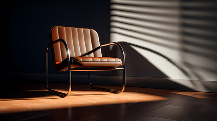 Striking 3D rendering: Sleek, modern chair with captivating lighting and shadows