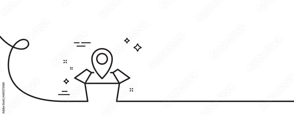Poster package tracking line icon. continuous one line with curl. delivery monitoring sign. shipping box lo