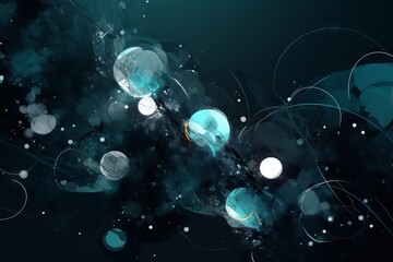An abstract blue and black background with circular shapes
