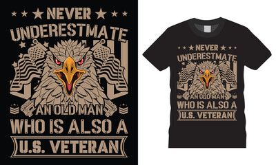 Veteran typography premium vector t shirt design template.
