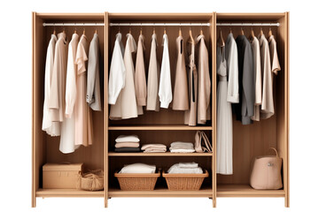 Wardrobe Closet Isolated on Transparent Background. Generative Ai.