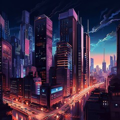Modern city at night 