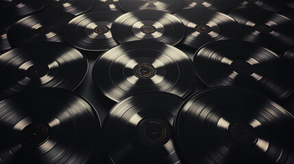 vinyl records in a black and white