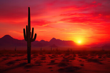 Desert Majesty: Cactus at Sunset