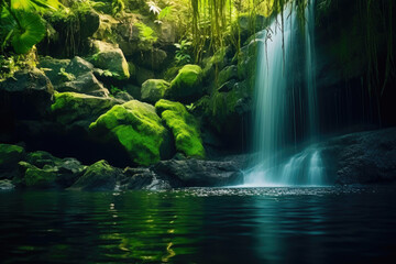Ethereal Rainforest Retreat: Waterfall Paradise