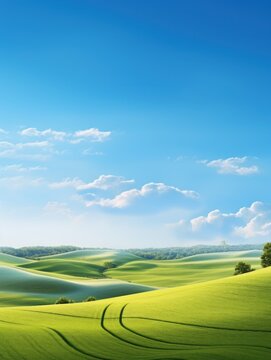 Vertical wallpaper. Landscape with a cherished meadow and blue sky.