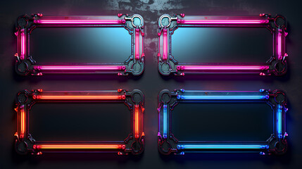 glowing neon frame with empty space for text  - obrazy, fototapety, plakaty