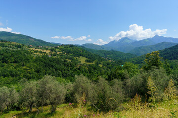 Fototapeta na wymiar Mountain landscape near Groppolo, Lunigiana, Italy
