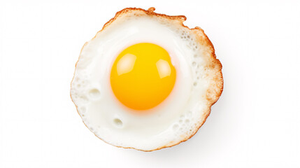 Isolated fried egg on white, a breakfast art piece..