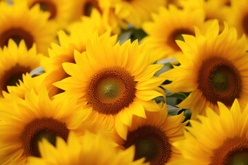 Sunny Serenity: A Field of Smiling Sunflowers