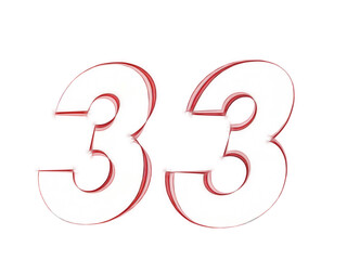3D number thirty three in magenta on a plain black background background